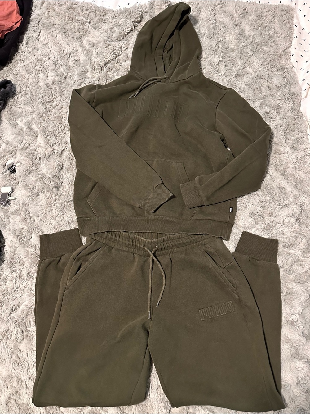 Puma Olive Green Men’s Hoodie & Joggers Set